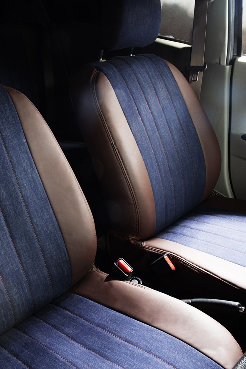 N-VANe:シートカバー Sandii サンディ デニムサンド インディゴブルー ビターショコラ