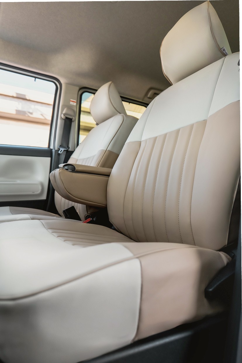 ヴェゼル ハイブリッド シートカバー Sandii マカロン スカイブルー×アイボリー