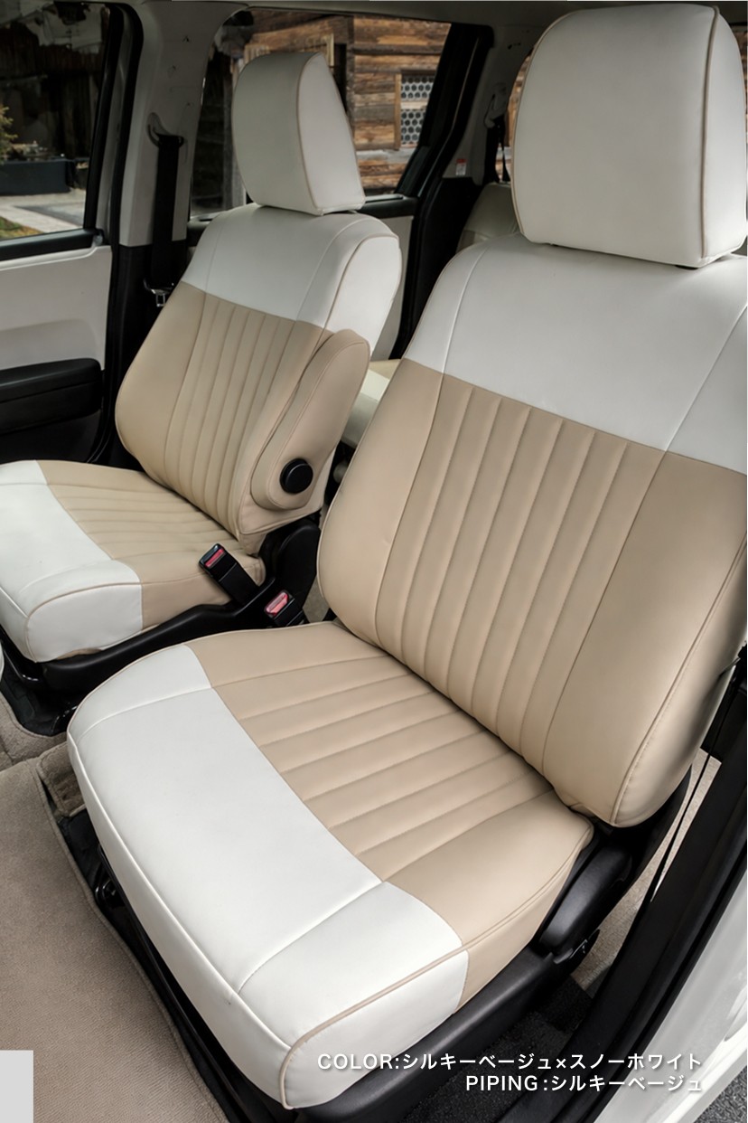 ミニキャブ MiEV シートカバー Sandii マカロン ミッドオレンジ×アイボリー